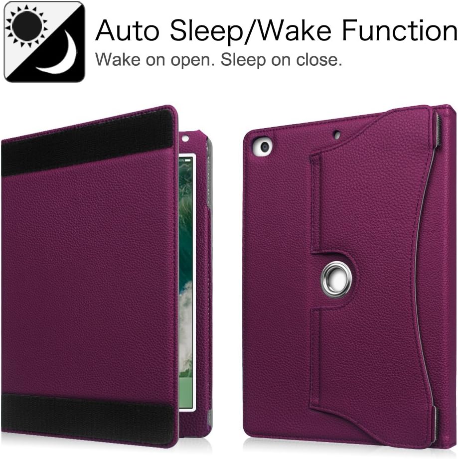 Best Promo Fintie Case for iPad 9.7 2018 2017 / iPad Air 2 / iPad Air - [Corner Protection] Multi-Angle Viewing 360 Degree Rotating Stand Cover w/Auto Sleep/Wake for iPad 6th 5th Gen, Purple