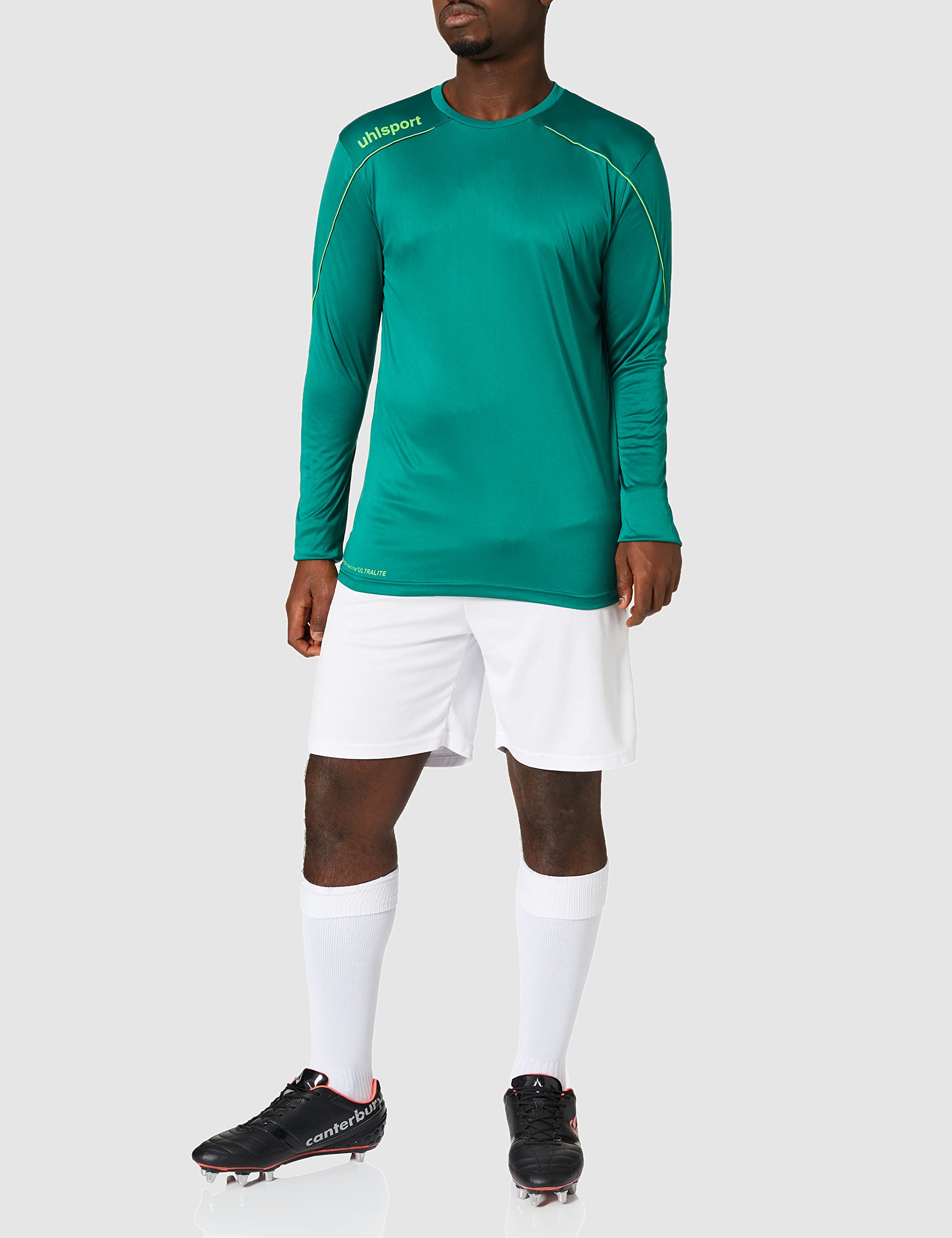 Uhlsport Stream 22 Long Sleeve Jersey Men, White/Red, Moisture Wicking Dry Tech, Size M, Fir Green/Fluo Green, XL - Image 2