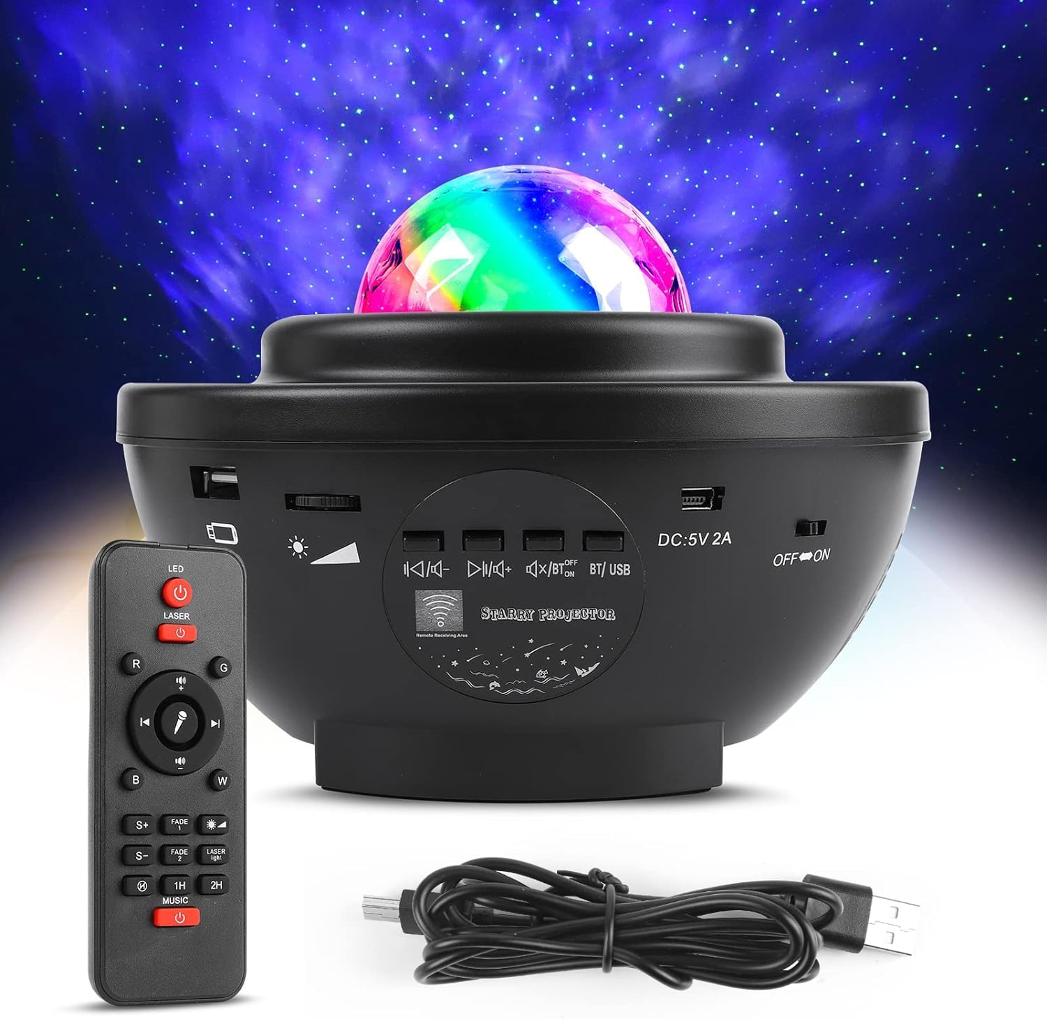 Galaxy Light Projector LED Star Light Projector, Starry Night Lights & Rotating Ocean Wave Music Projection Lamp with Remote Control Bluetooth Speaker for Kids Room Bedroom,Living Room Decoration