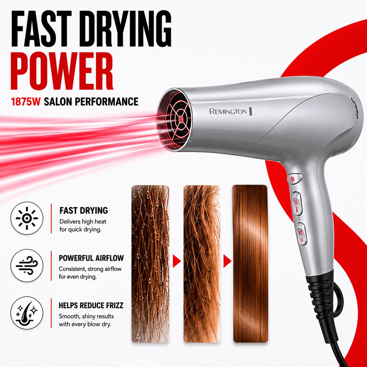 Remington Damage Protection Hair Dryer, Ceramic Ionic Technology view 2