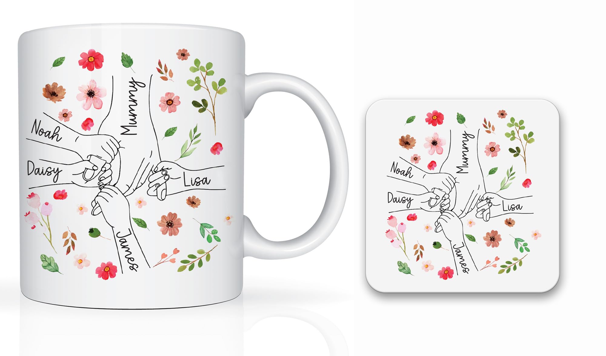 Star Online Personalised Mother’s Day Gifts for Mum, 11oz Ceramic Coffee Cup, Birthday Present for Stepmum, Grandma from Daughter, Son (Mum Hands)