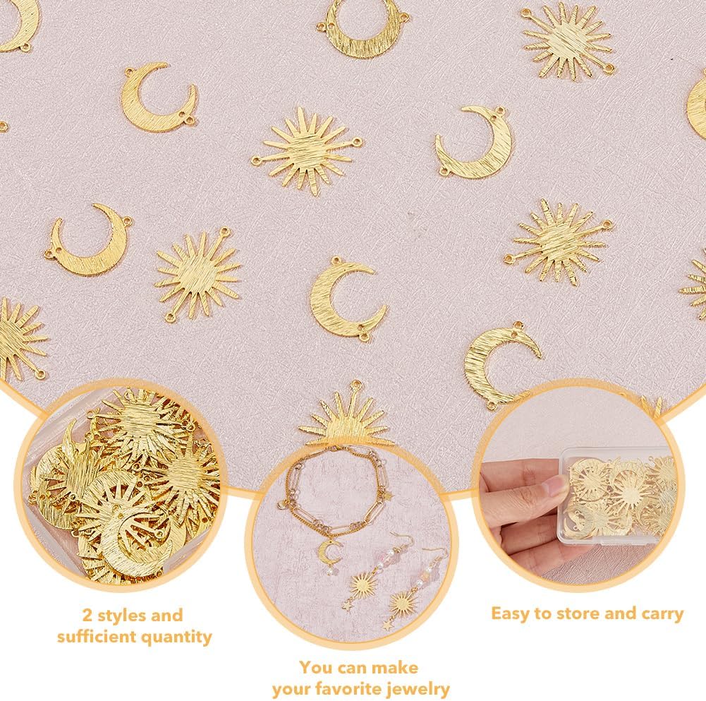 40Pcs Brass Moon Connector Sun Moons Links Golden Pendant Link Small Sun Jewelry Charm Half Moon Blank Tag Charm for Jewelry Earring Bracelet Necklace Making - Image 5