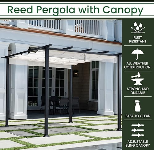 Miniatura 4 de Hanover Toldo gris ajustable de acero de 8 x 10 pies, marco de metal resistente con revestimiento de polvo protector contra la intemperie