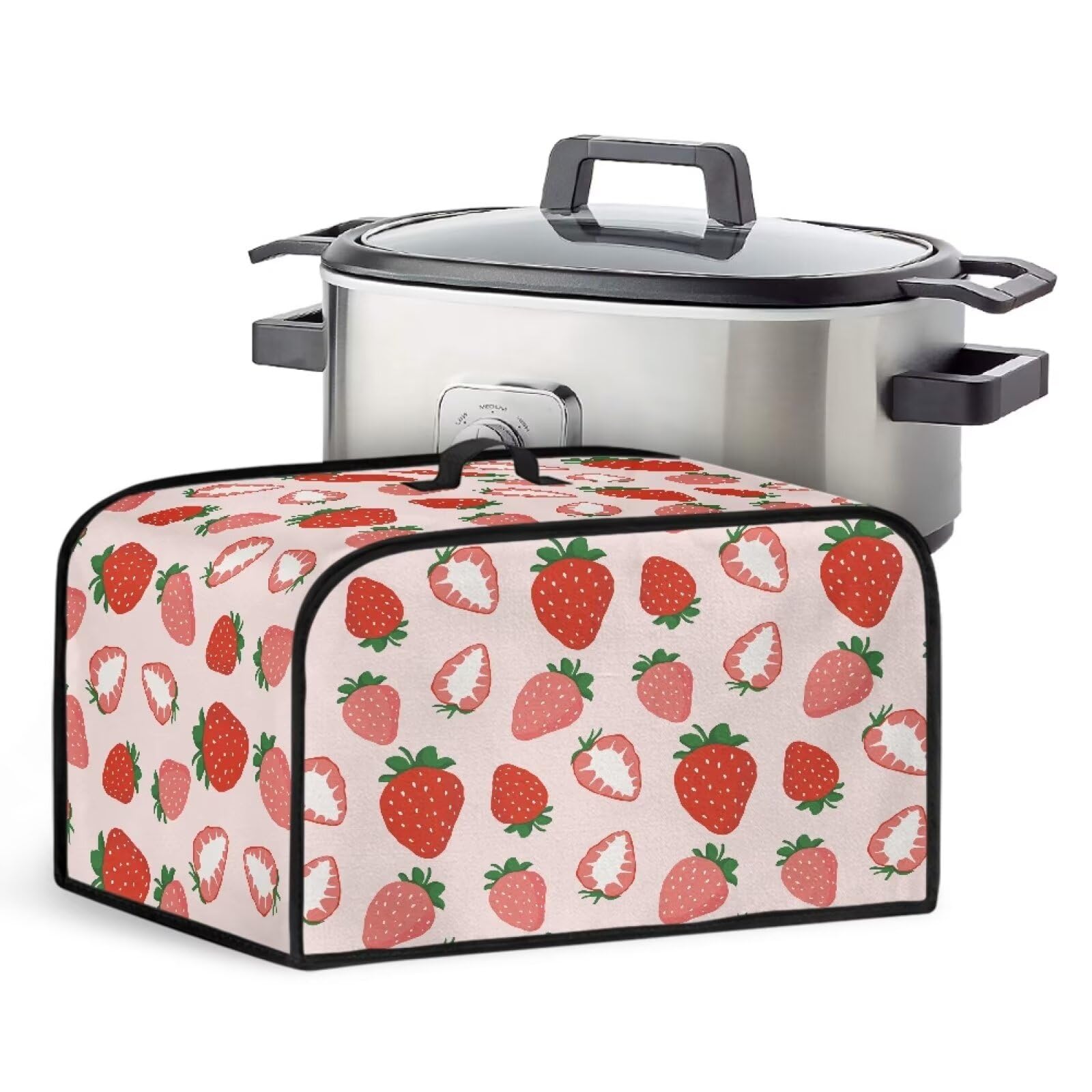 TODIYADDU Strawberry Print Slow Cooker Dust Cover with Handle Novelty Air Fryer Cover Insulated Travel Carrier for Women