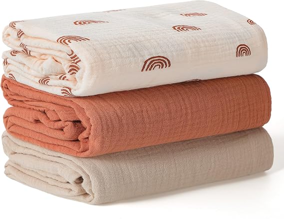 Peepeemax Peepeemax Maxi-Langes d'Emmaillotage en Mousseline de Coton 100x100 cm (Lot de 3)