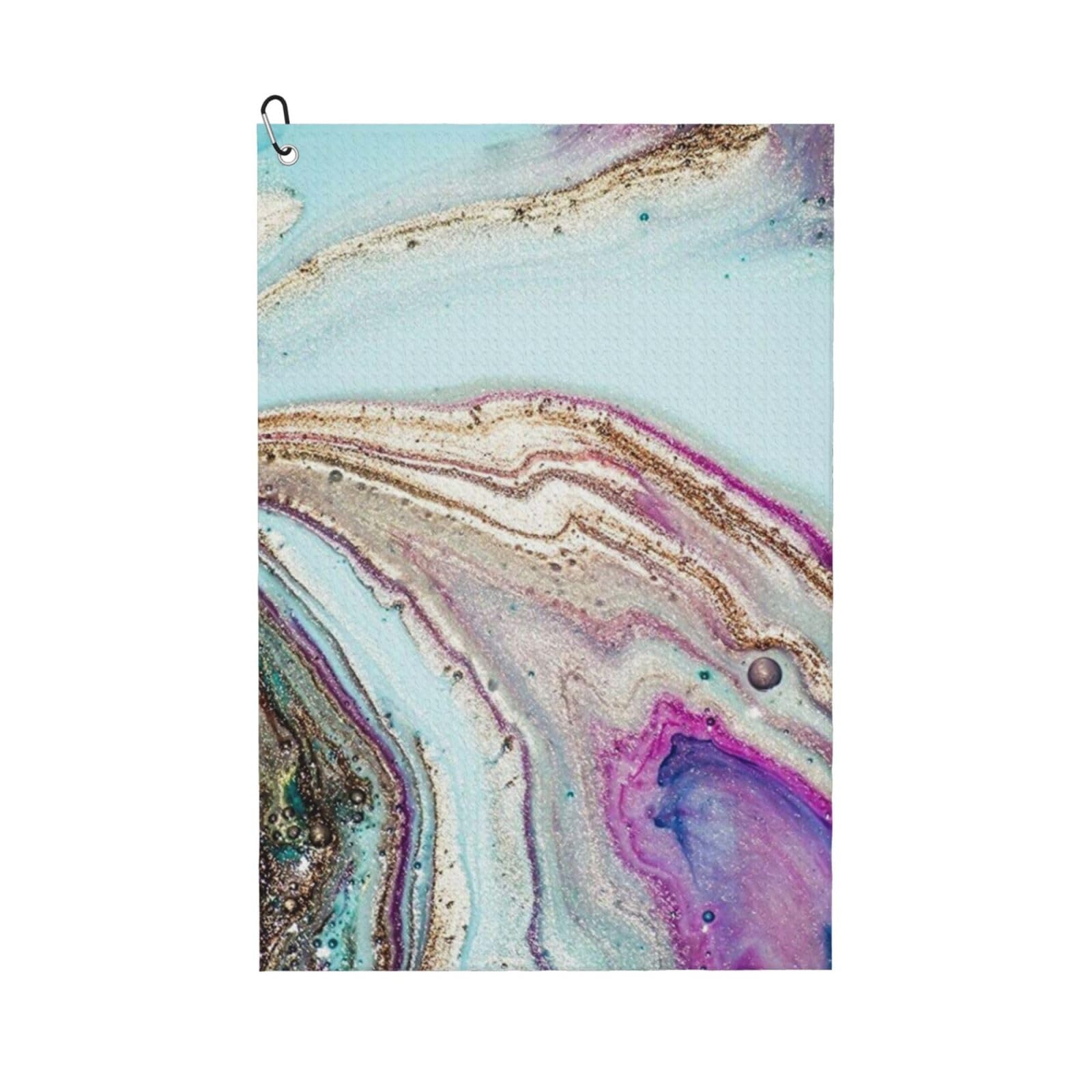 Hnnkloy Rainbow Agate Geode Rock, 16x24 in Portable Waffle Golf Towels with Carabiner Clip for Golf Bag