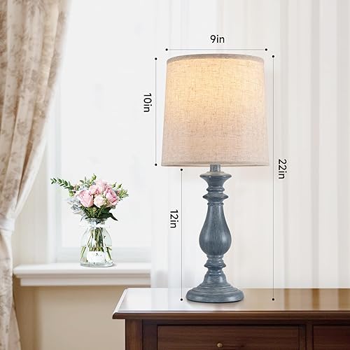 Miniatura 7 de Juego de 2 lámparas de mesa rústicas vintage de granja, lámpara de lectura para mesita de noche, mesita de noche, lámpara de tetera, lámpara de