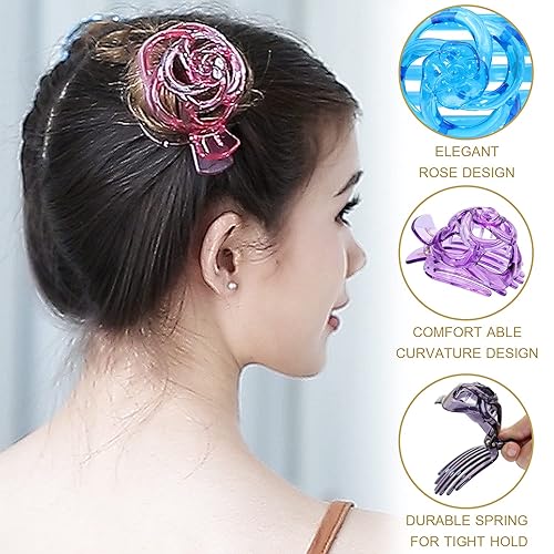 Miniatura 2 de RC ROCHE ORNAMENT 6 piezas de abrazadera de peine de cúpula rosa para mujer, de plástico, antideslizante, agarre fuerte, agarre seguro, accesorio de