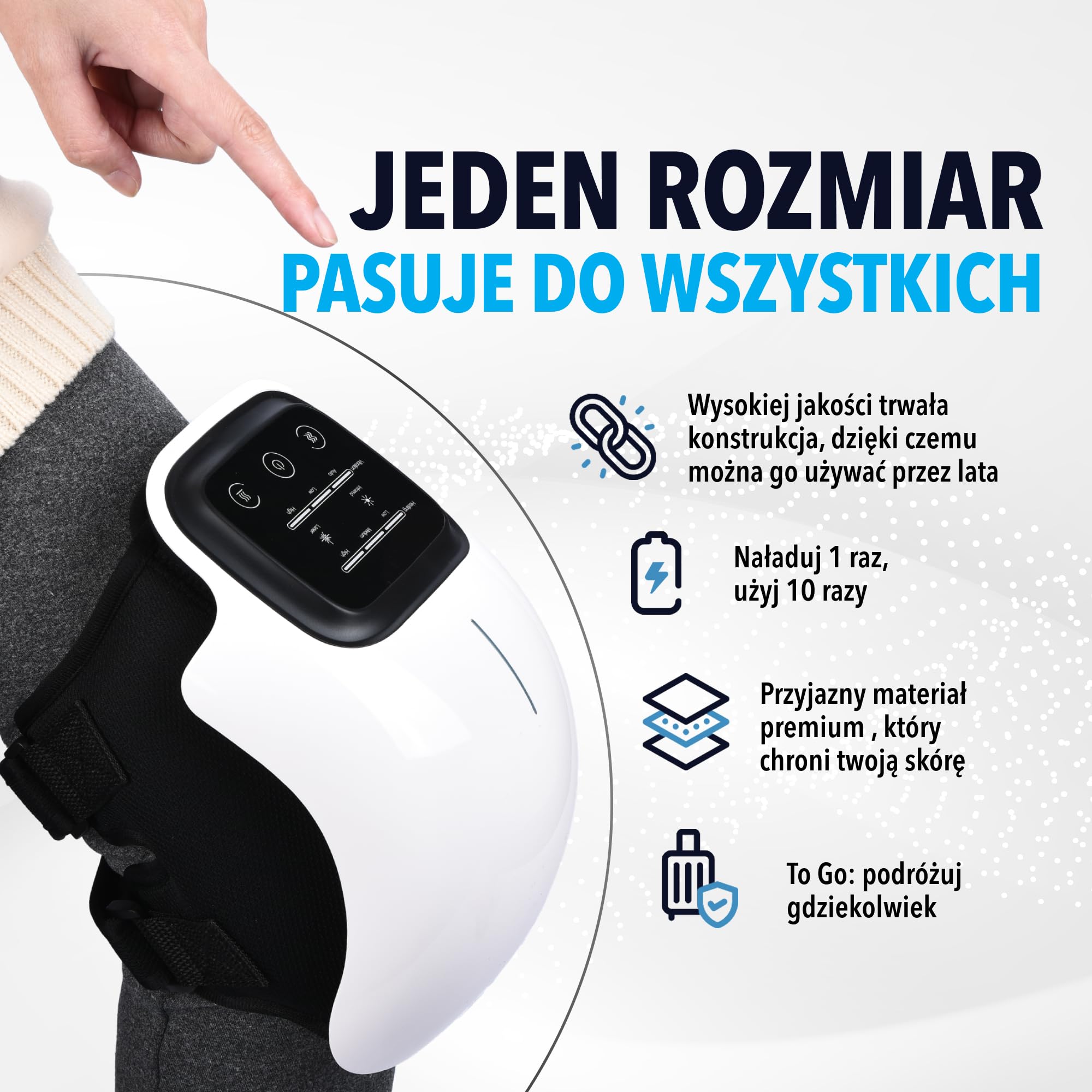 FORTHiQ Bezprzewodowy masażer do kolan na podczerwień, terapia laserowa i wibracyjna na ból stawów
