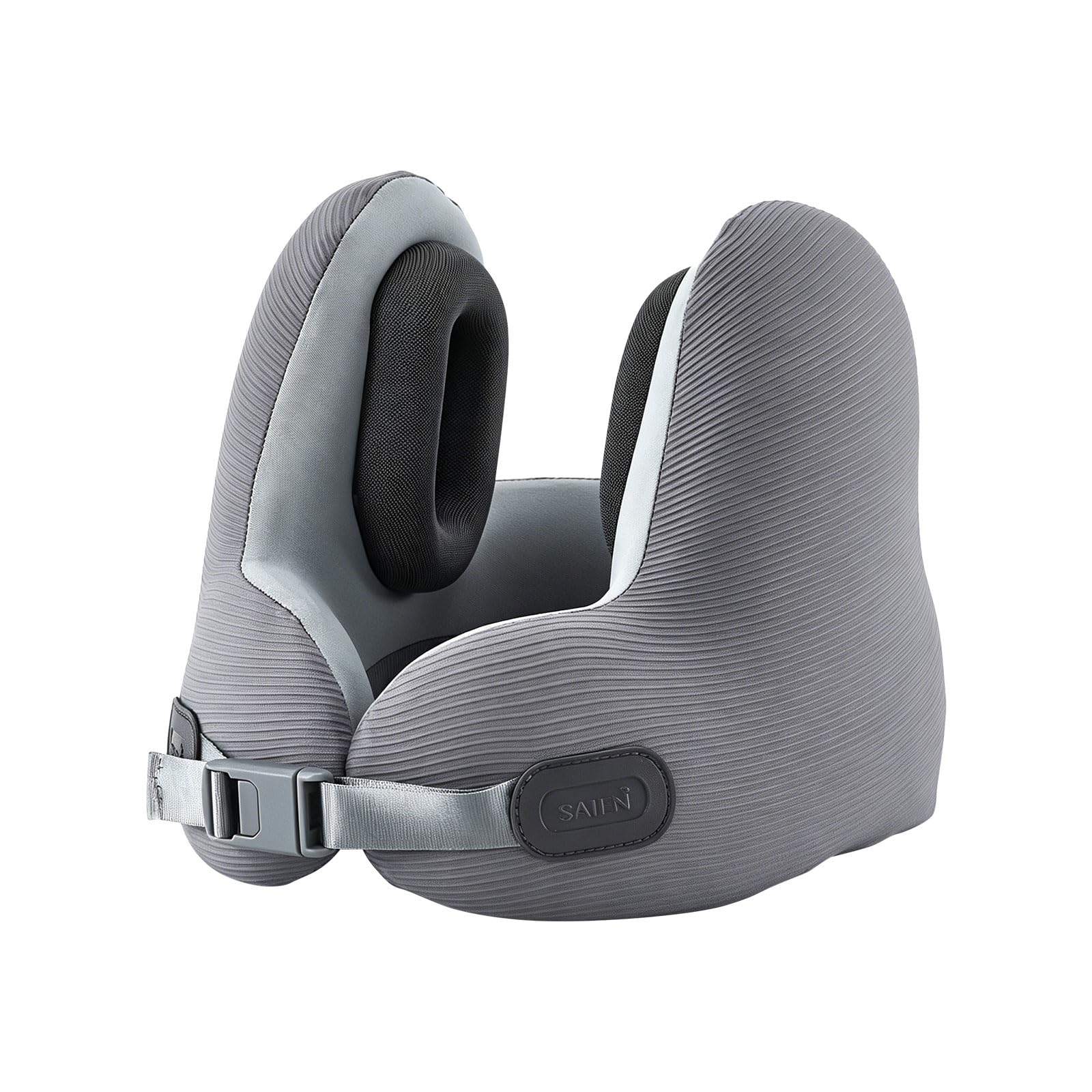 Msioytog Portable Memory Foam Neck Pillow with Noise Reducing Ear Covers for Travel and Short Sleeps Adjustable Travel Neck Pillow