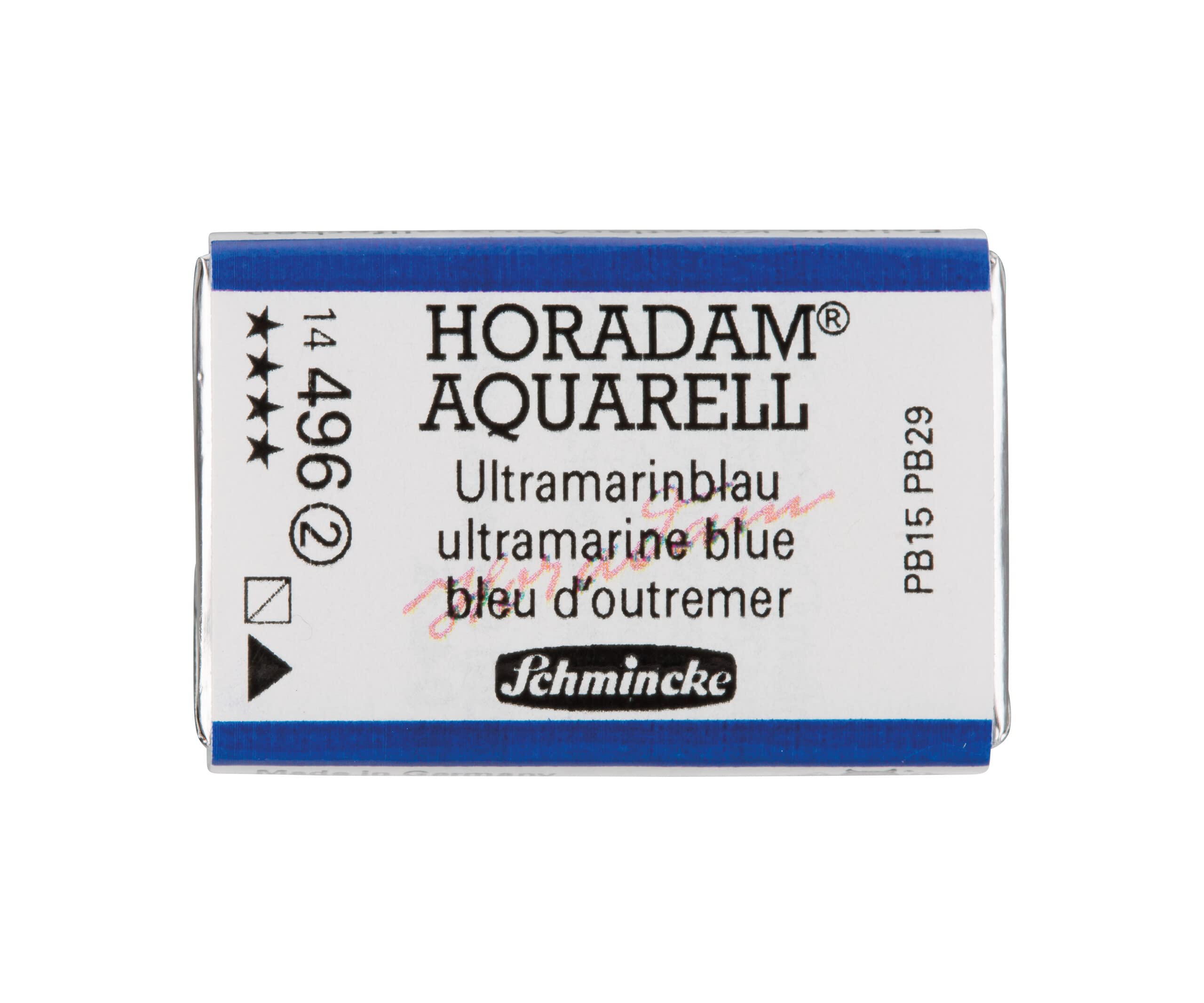 Schmincke - HORADAM® AQUARELL - finest artists' watercolour paints, 496 Ultramarine blue, 14 496 043, 1/1 pan