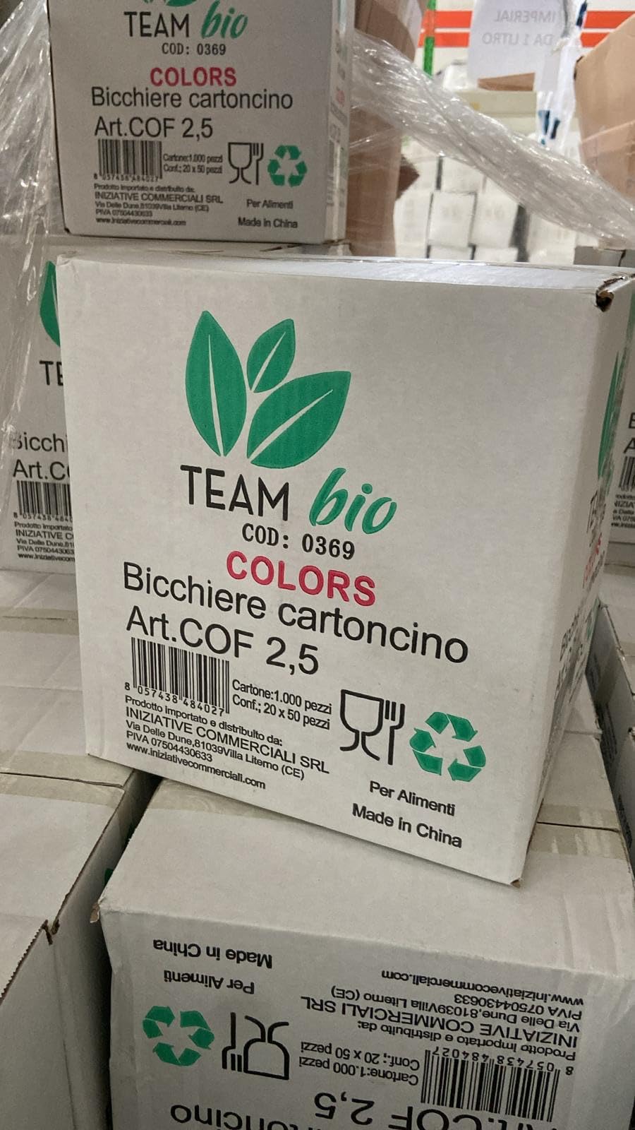 TeamBio 1000 Pz Bicchieri Caffe di Carta Biodegradabili Biocompostabili Tazzine 75ml