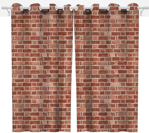 Cortina de pared de ladrillo vintage para ventana de baño, 2 paneles, cortinas opacas (72 pulgadas de ancho) x 72 pulgadas de alto