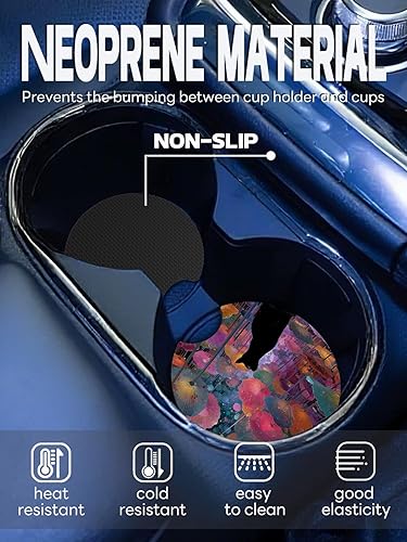 Vista 38 de WOCOCN Posavasos para automóvil, 2.75 pulgadas, antideslizantes y absorbentes, bonitos accesorios de decoración para portavasos de automóvil, Vaca