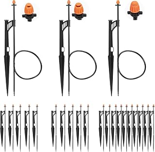 20 Sets 90°,180° &360° Drip Irrigation Micro Sprinkler Heads with 13" Stake