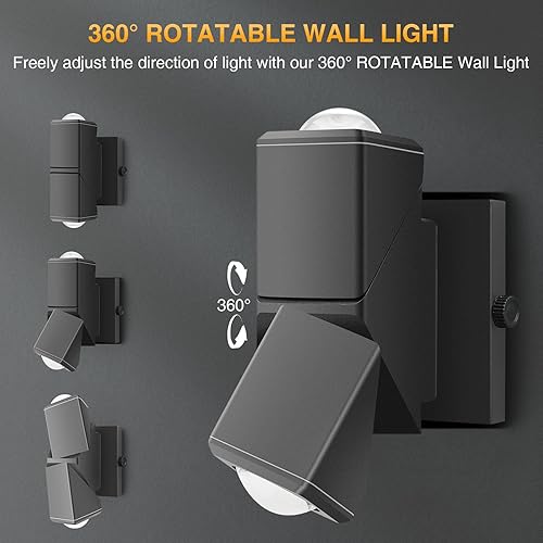 Miniatura 2 de VANoopee Luces LED de dirección ajustables hacia arriba y hacia abajo, luz de pared LED para patio, porche delantero, aplique de pared al aire