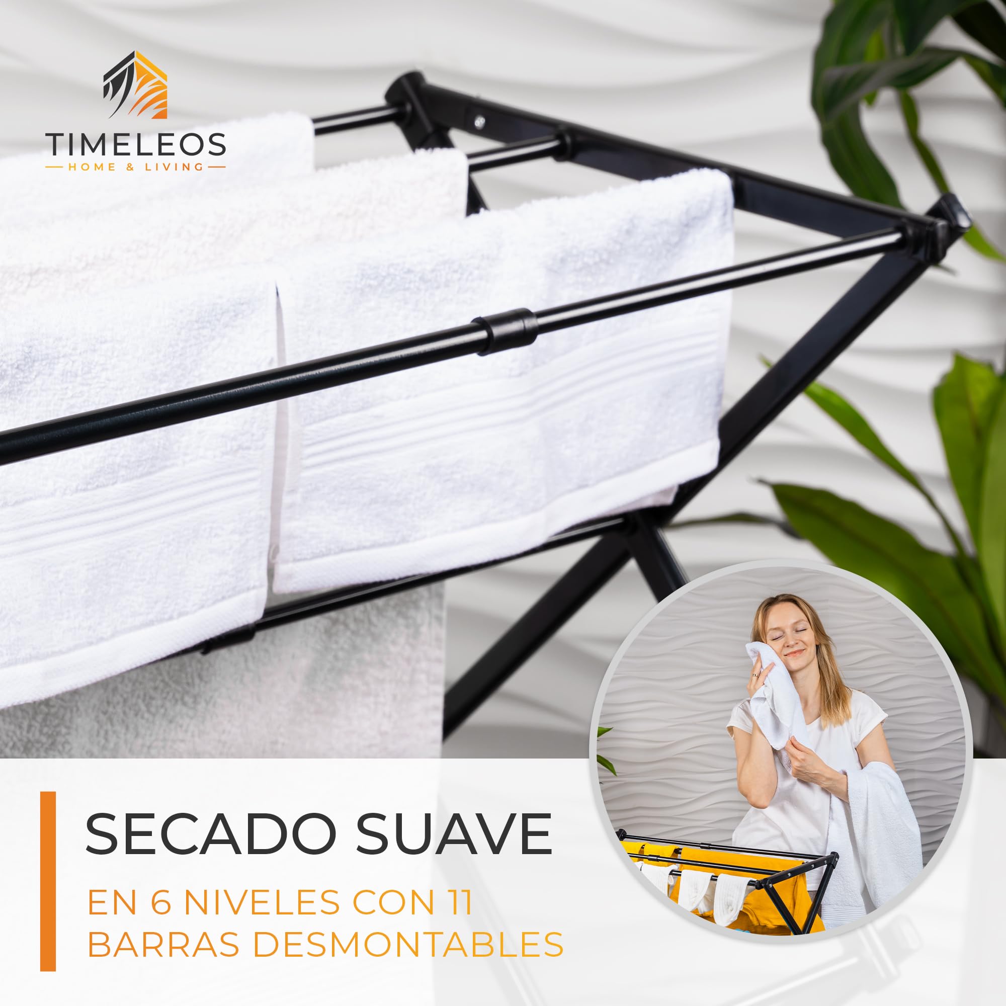 Tendederos Plegables - 6 Niveles y 11 Barras Soporta, hasta 20kg | Tendedero Plegable Extensible a 74cm, Resistente, Compacto&Ahorra Espacio - para Casa y Camping|Tendedero Extensible, Gris