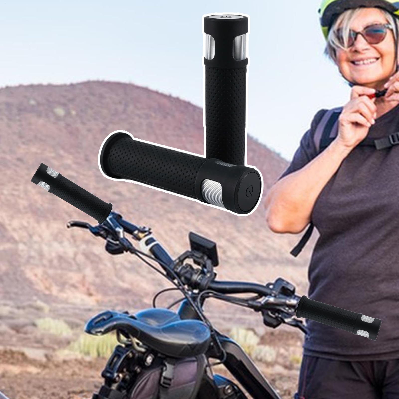 Indicatori Di Direzione Per Enduro | Indicatore per Manubrio da Ciclismo - Copertura per Manubrio Resistente agli Agenti Atmosferici con Schermo Touch per Frecce di Direzione per Bici e Scooter
