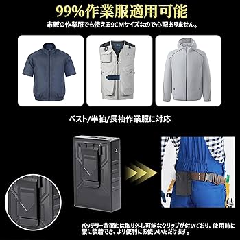 Amazon.co.jp: 空調服 ファンバッテリーセット 空調作業服 【100段階の