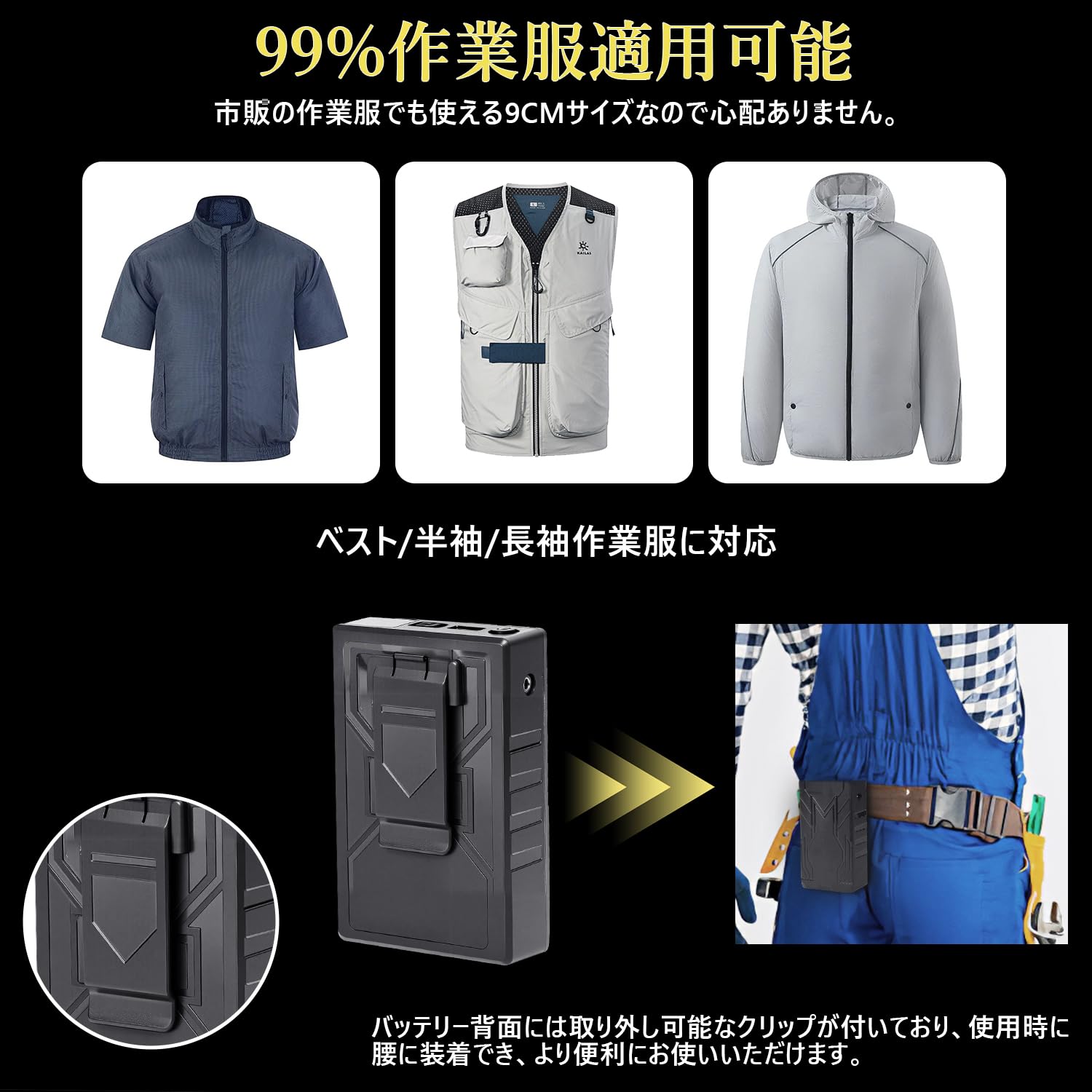 空調服作業着　ファン　バッテリー　すべてセット LISUPERJ 空調服®用パワーファン対応バッテリーセット 自重