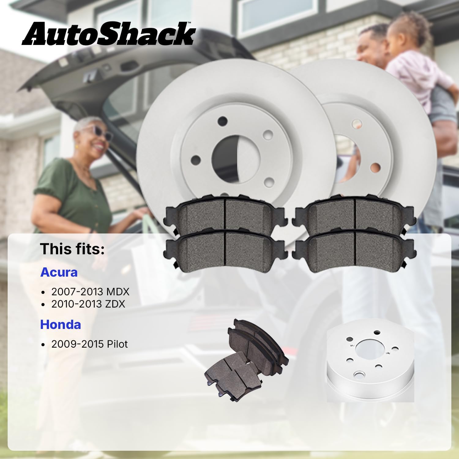 AutoShack Front Vented & Rear Solid Coated Brake Rotors + Premium Ceramic Brake Pads 12-PC Brake Kit Replacement for 2009-2015 Honda Pilot 2007-2013 Acura MDX 2010-2013 Acura ZDX ArmorStop