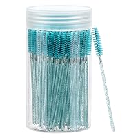 Vista 17 de 100 piezas de varitas de rímel desechables, cepillos espirales de cejas de cristal para extensiones de pestañas, cepillos de pestañas negros