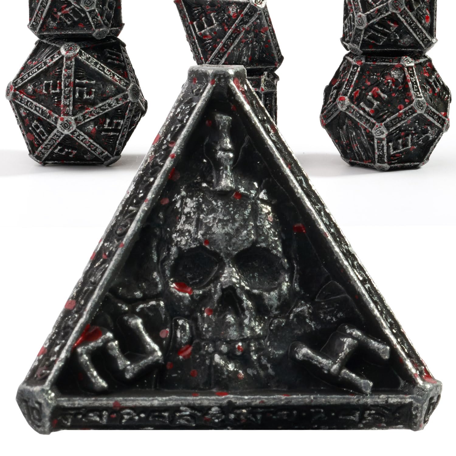 willmove Mystery Skull Metal DND Dice Set for Dungeons and Dragons, Cthulhu DCC Unique Magic RPG Role Playing Game Accessories Gifts (Blood Black) — image 1