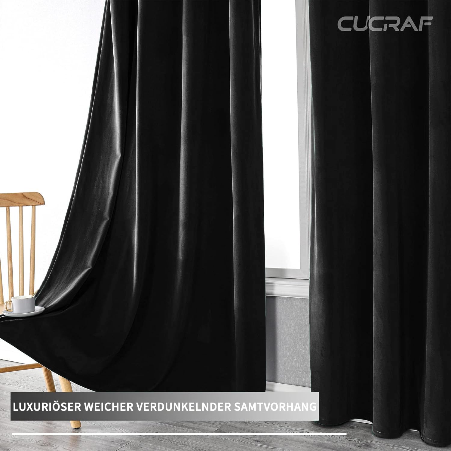 CUCRAF Lot de 2 rideaux en velours avec œillets - 160 x 140 cm (H x l) - Élégants - Isolation thermique - Isolation acoustique - Doux, protection contre le froid - Pour salon, chambre à coucher