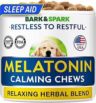 MAX Strength Calming Melatonin for Dogs to Sleep & Anxiety Aid - Calming Chews for Stress Anxiety Relief - Medium & Small Breeds - 6mg Doggie Sleeping Pills - 120 Treats