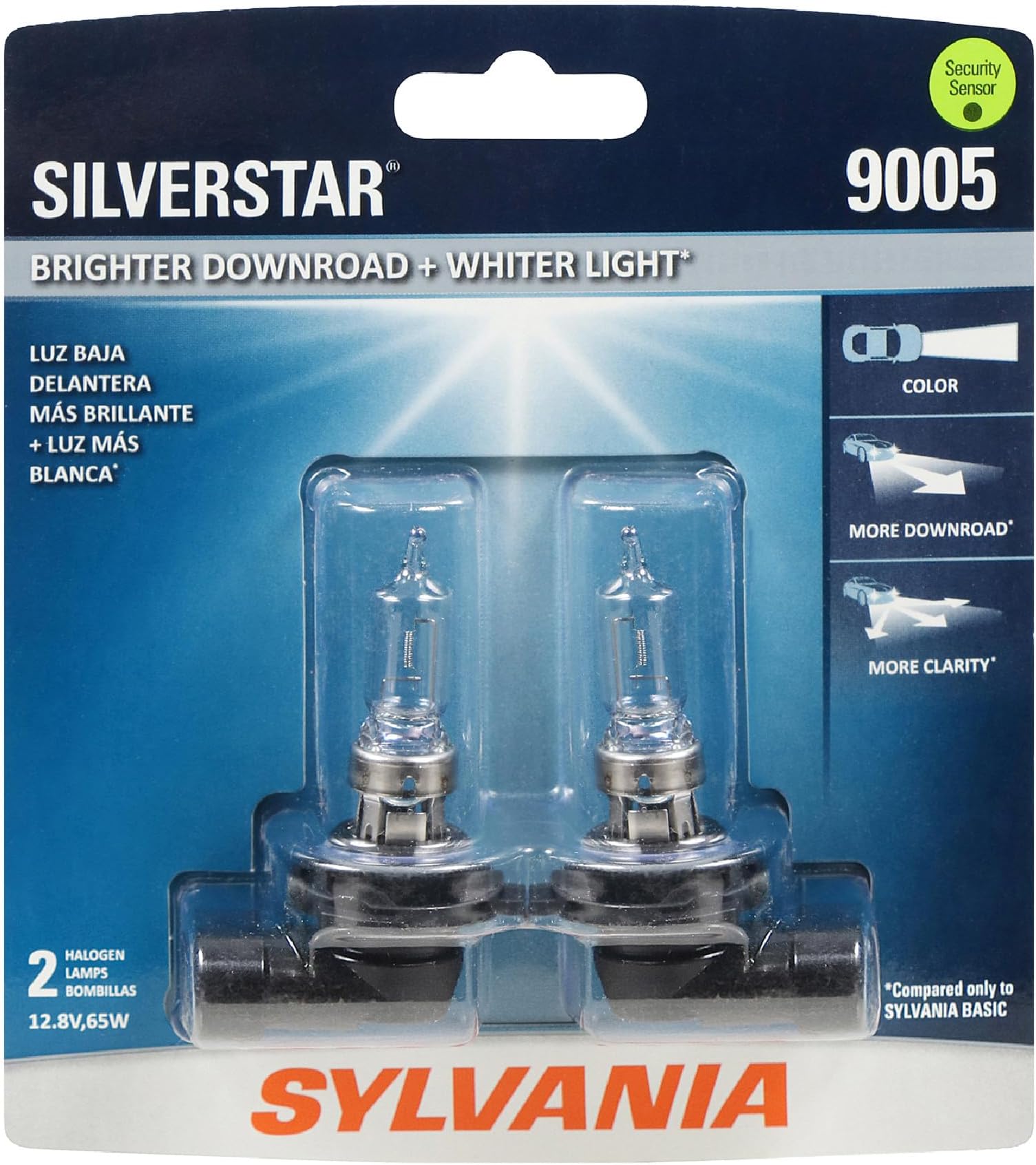 SYLVANIA 9005 SilverStar High Performance Halogen Headlight Bulb, (Pack of 2)
