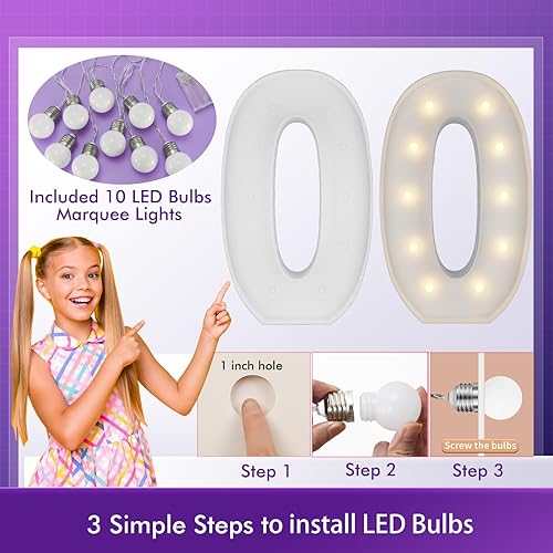 Vista 68 de Marco de números iluminados de 4 pies precortado, números de marquesina gigante, números 7, números de mosaico para globos, decoraciones de Número