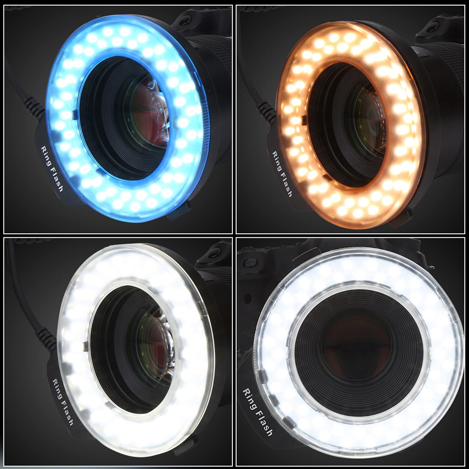 Luce flash ad anello, schermo LCD flash LED per Canon per Olympus per Pentax per Nikon per la maggior parte delle fotocamere per Panasonic