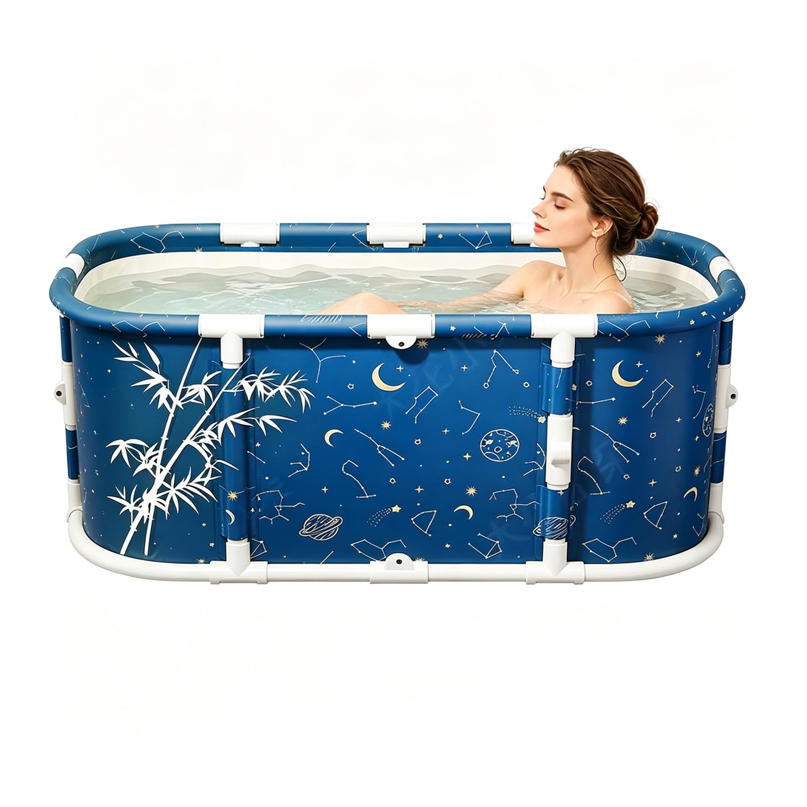 120×60×50cm faltbare Badewanne Erwachsene, tragbar mit Duschanschluss | Für Eisbad & Warmspa, innen & außen nutzbar, platzsparend zusammenklappbar ohne Montage