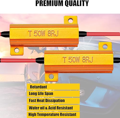 Miniatura 2 de Zone Tech 8 unidades de carga de resistencias ledes para direccional o para placa de auto de 50W 6Ohm ledes (soluciona el problema de luces