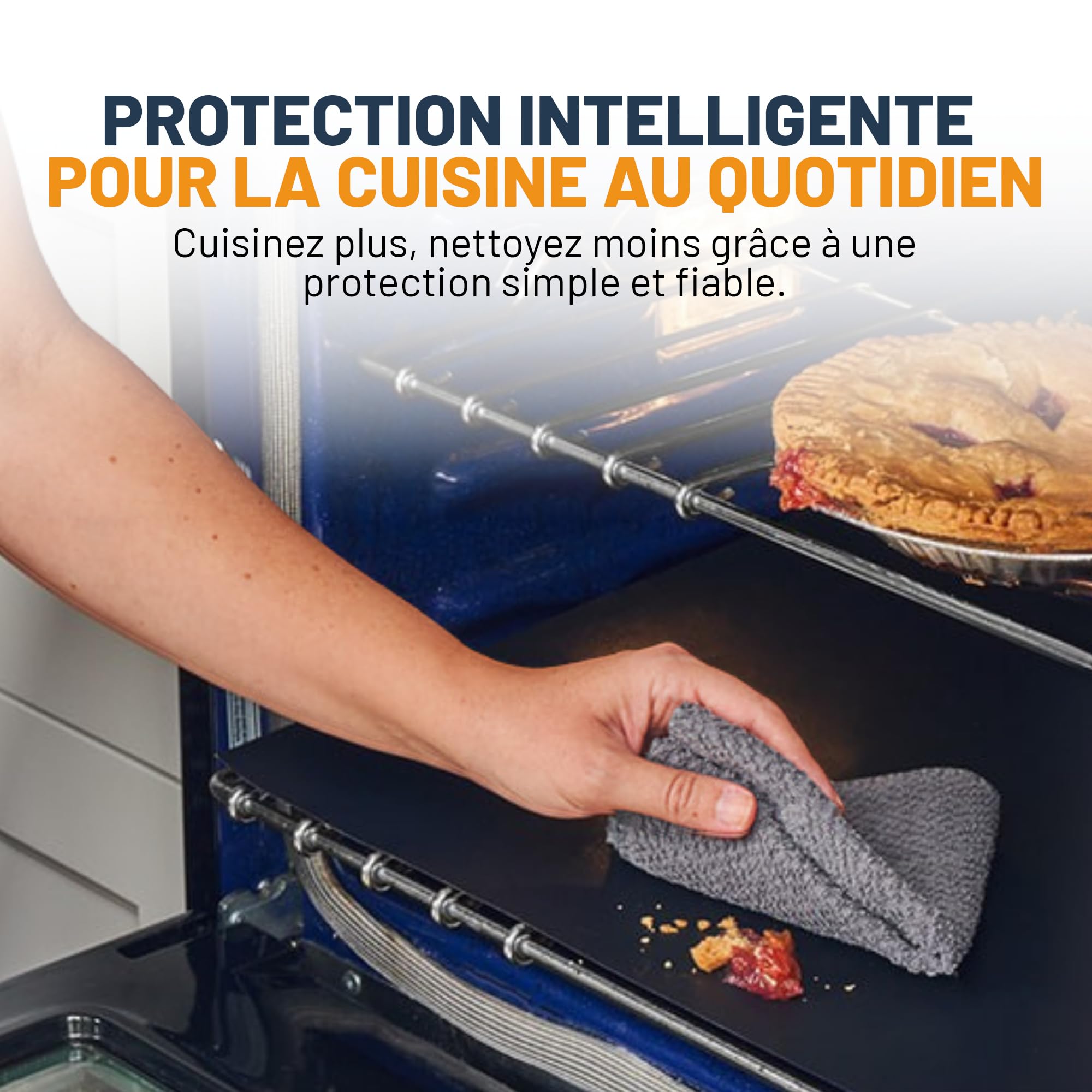 Linda’s Essentials Feuille Protection Four Cuisson (Lot de 2) Tapis de Cuisson Reutilisable (32x50cm) Feuille de Cuisson Antiadhésive pour Fond de Four - Protection Four et Plaques de Cuisson (Noir)
