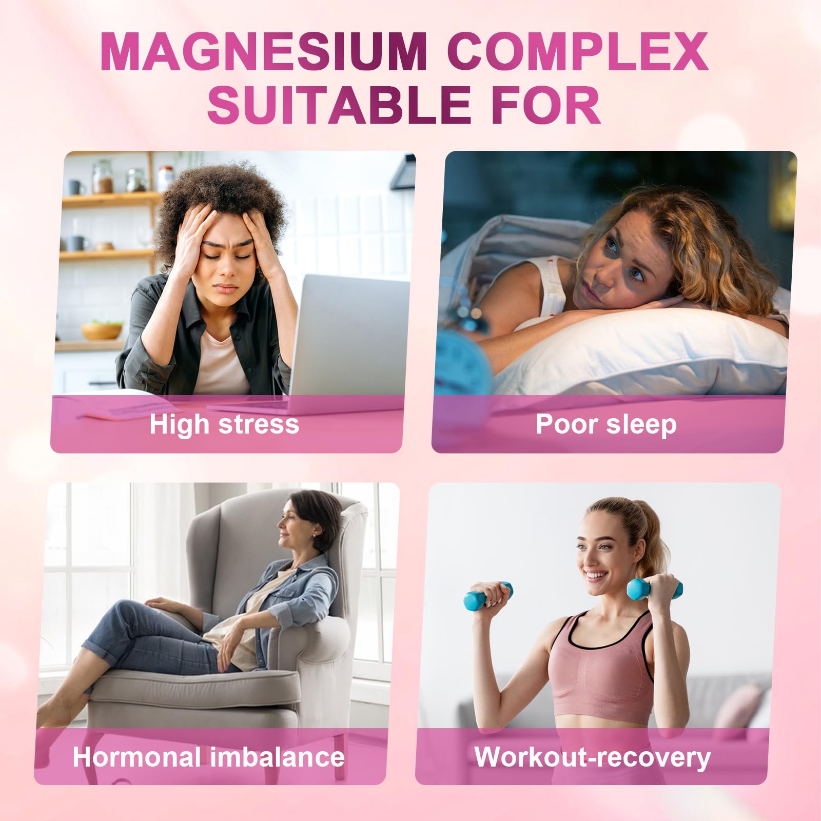 Magnesium Complex for Women, 10 in 1 Magnesium Glycinate, Citrate, Malate & More + Vitamin B6, Myo-Inositol, L-Theanine & Folate – Sleep, Heart & Muscle Support, Vegan 120 Capsules — Amazon image 8