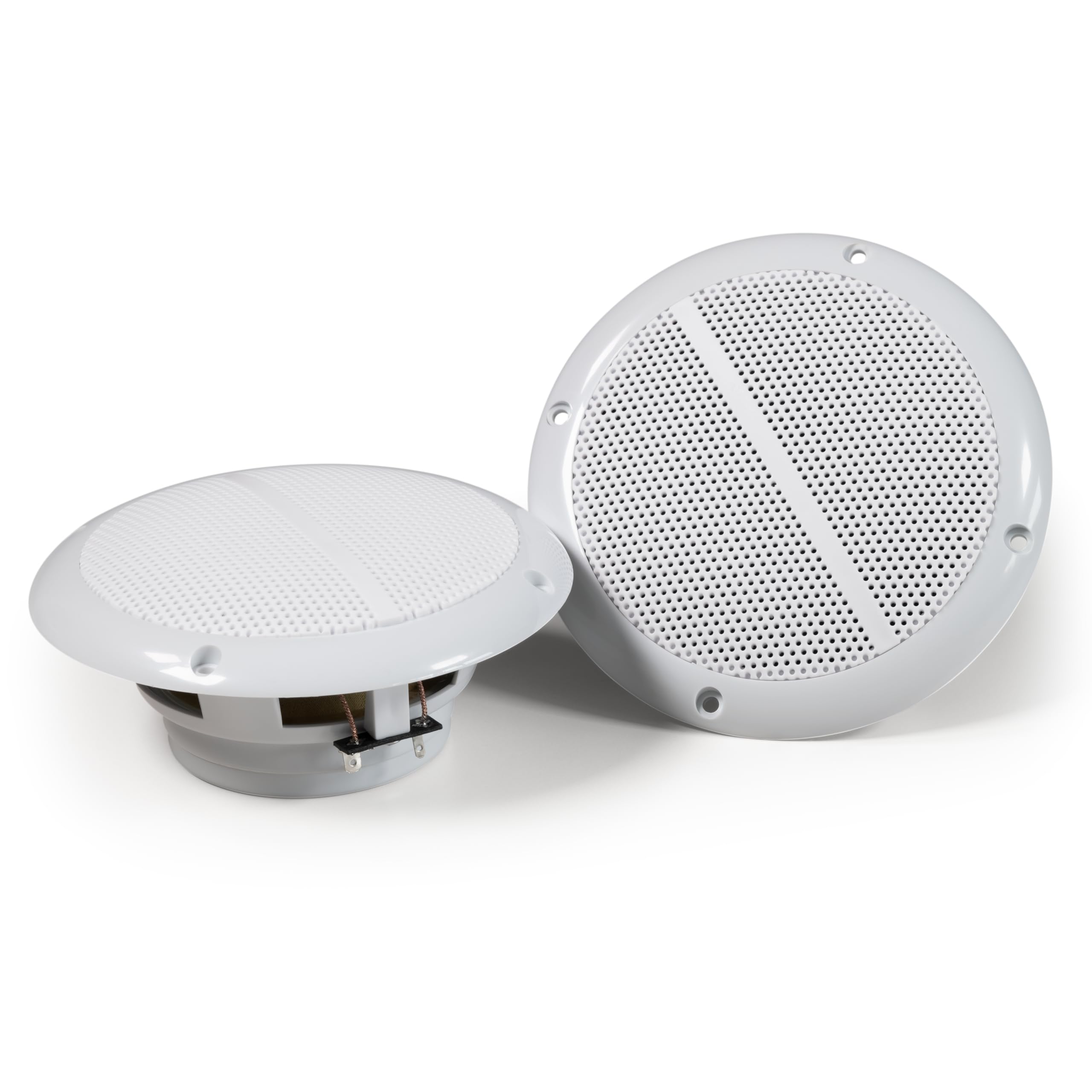 ADAKAT 2er Pack, Outdoor Einbaulautsprecher, 20W RMS, 100W Musikleistung, Weiß, Wasserdicht, Schlicht, Stereo, 2 Stück