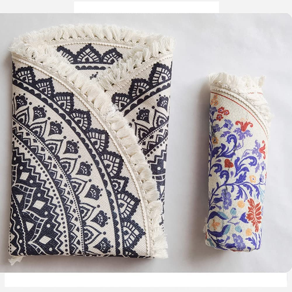 Vintage Boho Cotton Rugs, Mandala Pattern, Washable Hand Woven Bohemian Round Rug with Tassels for Bedroom Hallway - Image 4