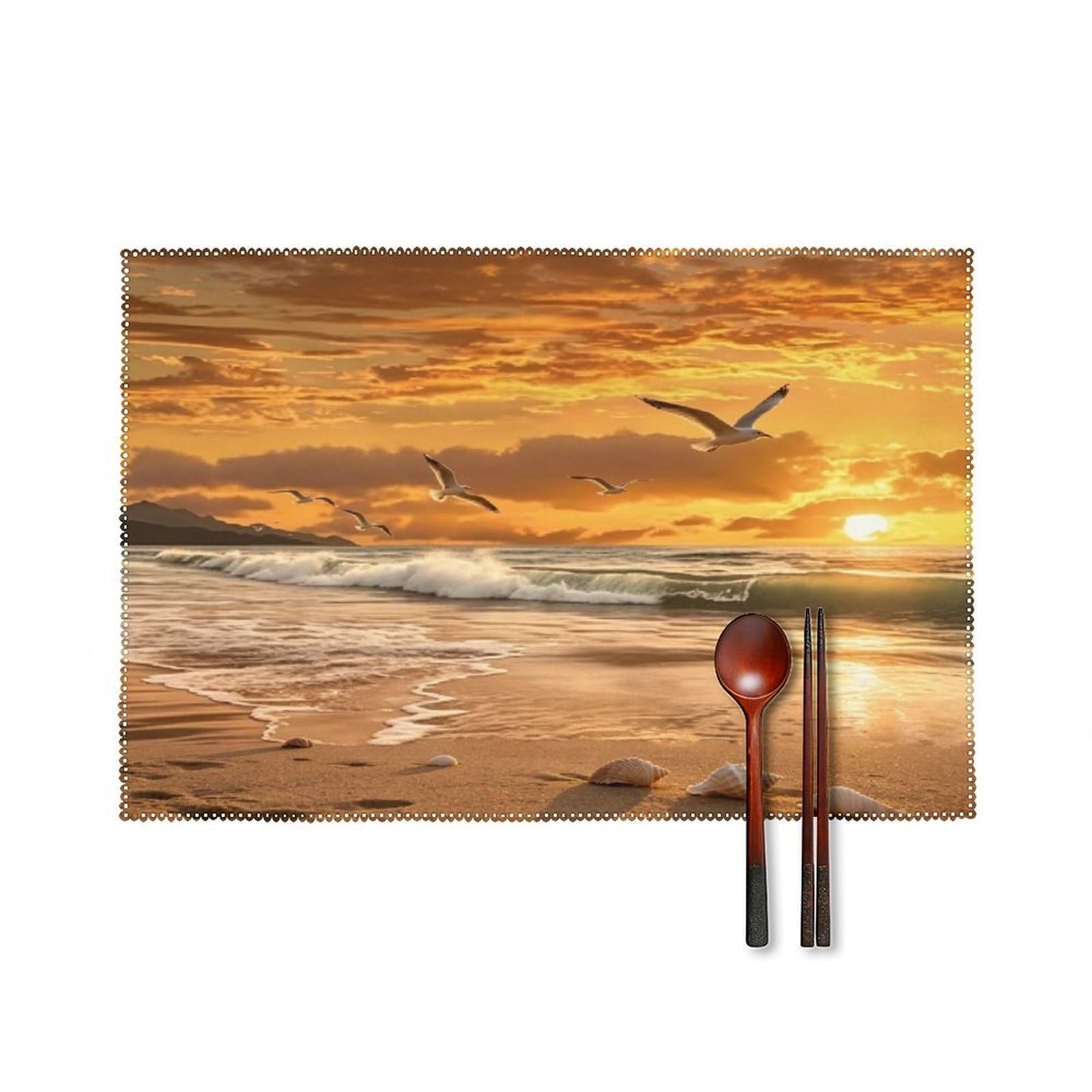 Fekiloot Style Gold Sunset Placemats Set Of 6,Table Mat