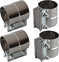 LEDAUT 2.5" Stainless Steel Exhaust Band Clamps Lap Joint 4-Pack - Rust-Resistant for Pipes, Mufflers, Elbows