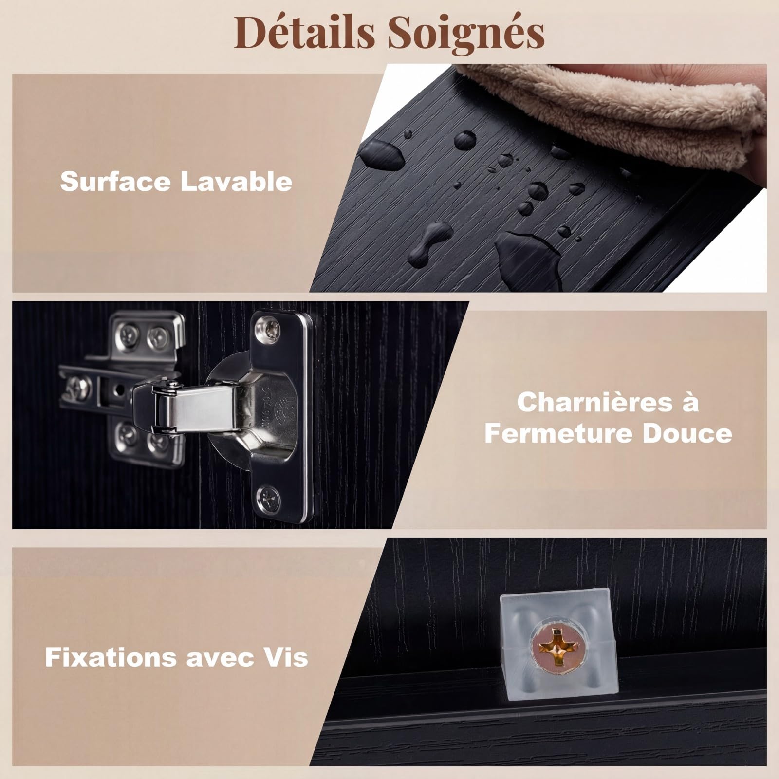 COSTWAY Armoire Murale Salle de Bain avec Miroir, 62 x 65 cm, Meuble Salle de Bain, Placard à 2 Niveaux, Installation en Saillie ou Encastrée, Gain de Place (Noir)