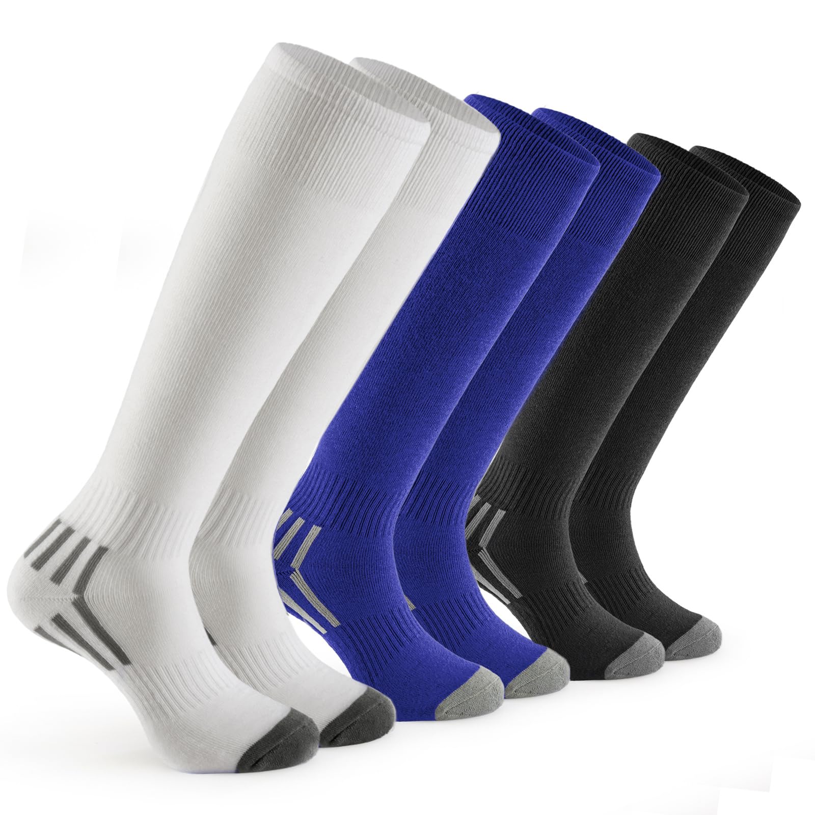 GRAPMKTG 3 Pack Soccer Baseball Softball Socks for Youth Women and Men Knee High Football Socks for Boys Girls