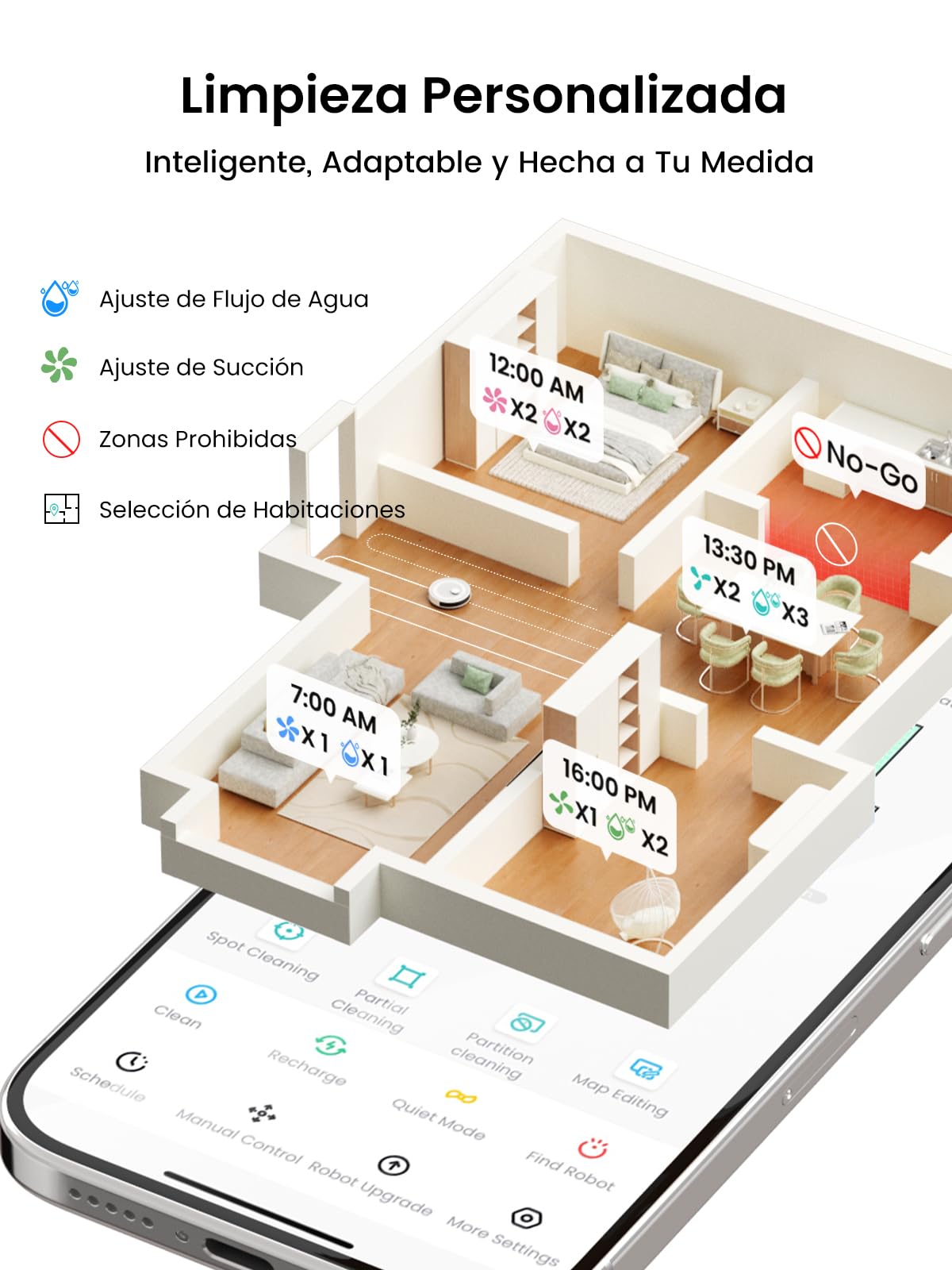 Lefant M2Pro Robot Aspirador 5500Pa, Aspirador Robot con Estación de Vaciado Automático de Polvo, Robot Aspirador y Fregador con Navegación Láser y Mapeo, Evitación de Obstáculos PSD, mascotas, Blanco
