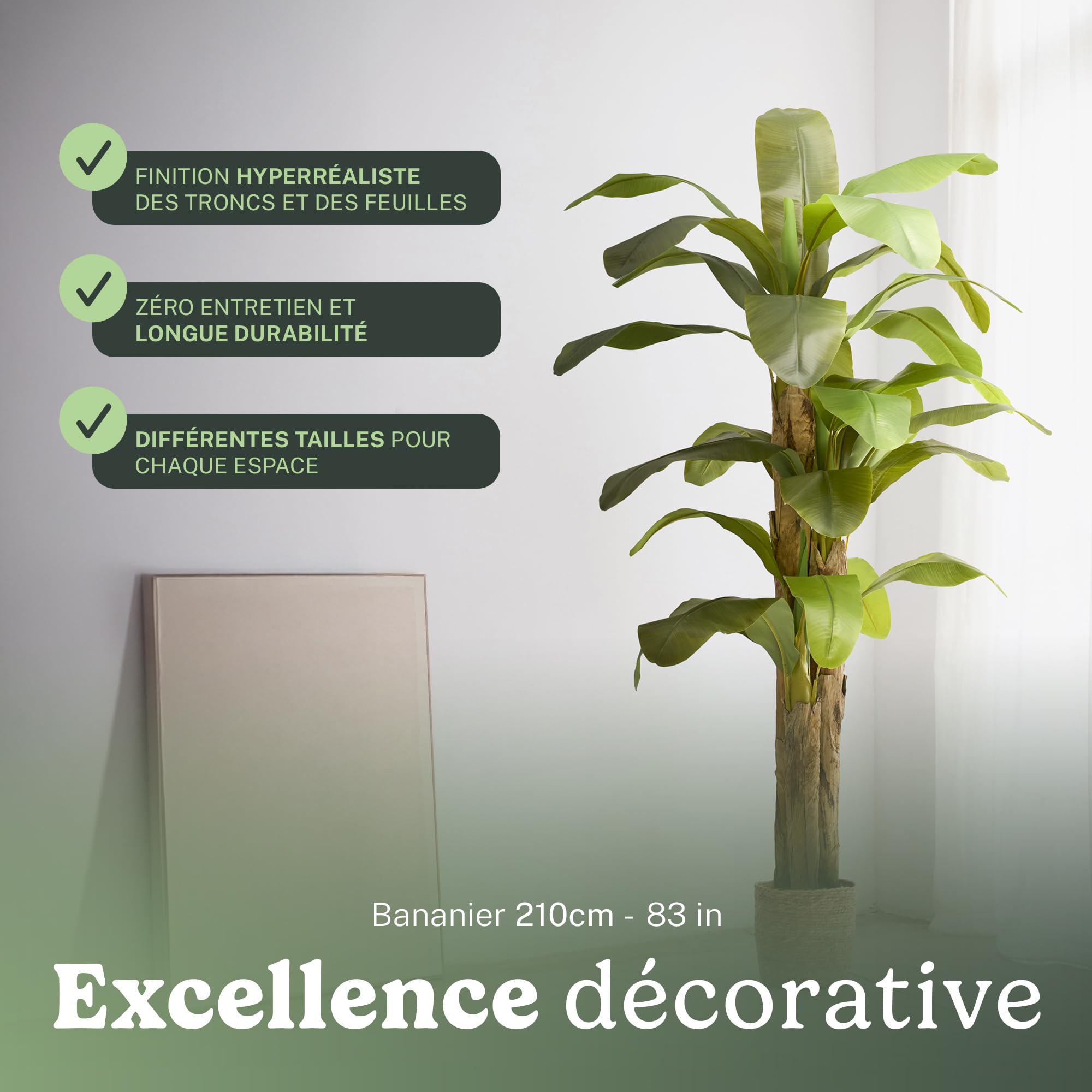 MAIA SHOP Bananier Artificiel 210 cm - Faux Arbre d'Intérieur