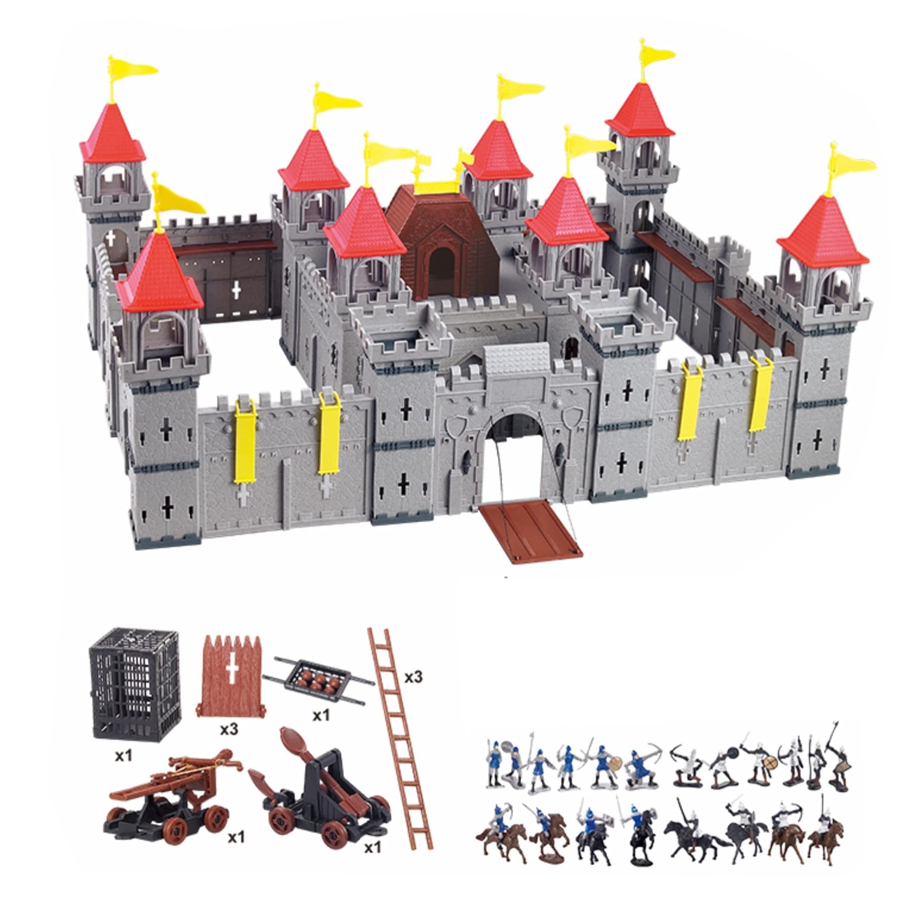 TikTakToo Ritterburg Spielset für Kinder – Mittelalter Burg mit Rittern, Kanonen & Zubehör – Einfacher Aufbau – Indoor & Outdoor Spielzeug – 72 x 50 x 33 cm