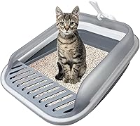 Vista 8 de VCEPJH Caja de arena para gatos mayores, caja de arena plegable para gatos mayores, caja de arena plegable para viajes, color azul