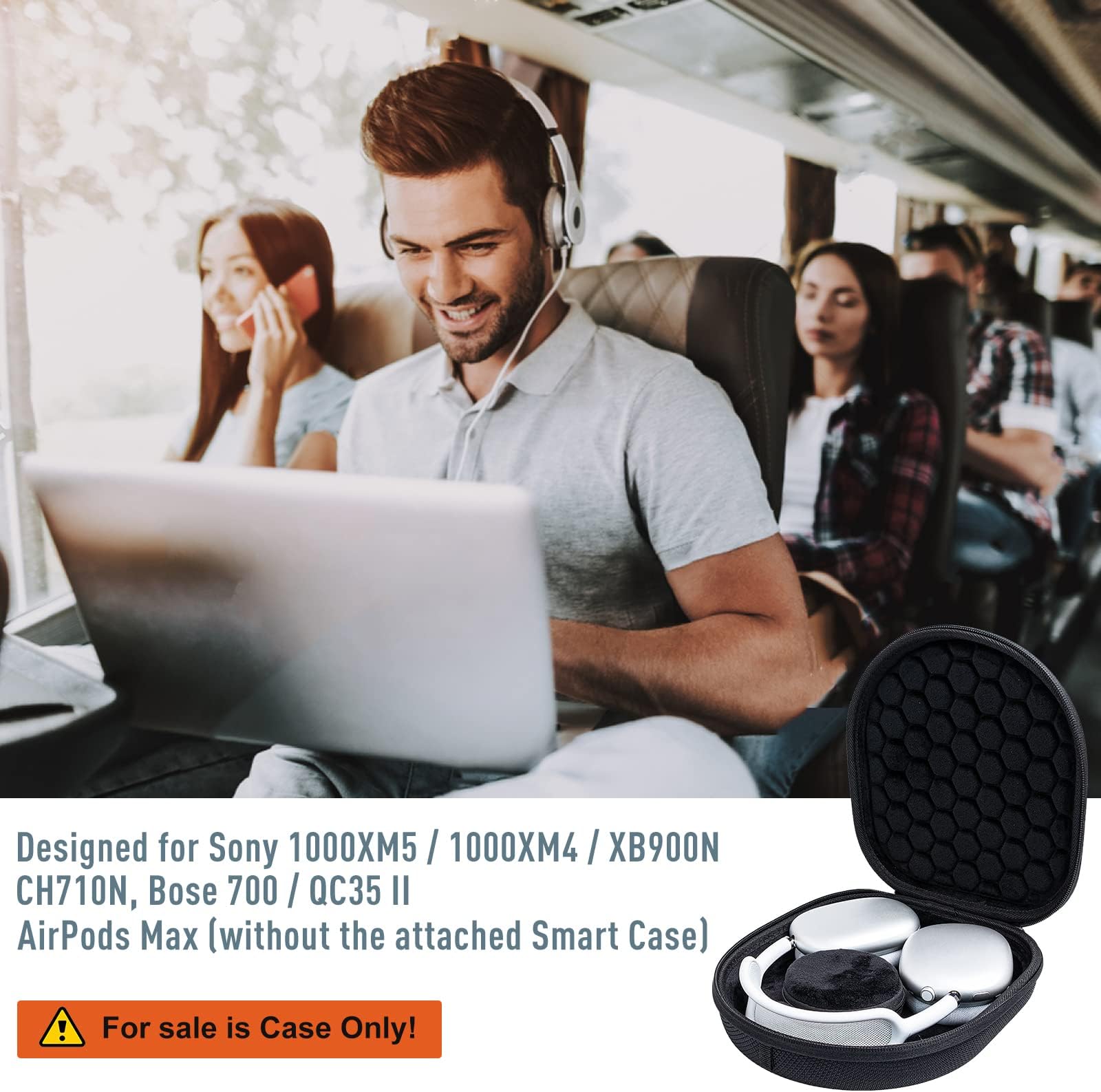 ProCase Sony Headphone Storage Hard Travel Case Compatible with Sony 1000XM4, 1000XM3, XB900N, CH710N - Black