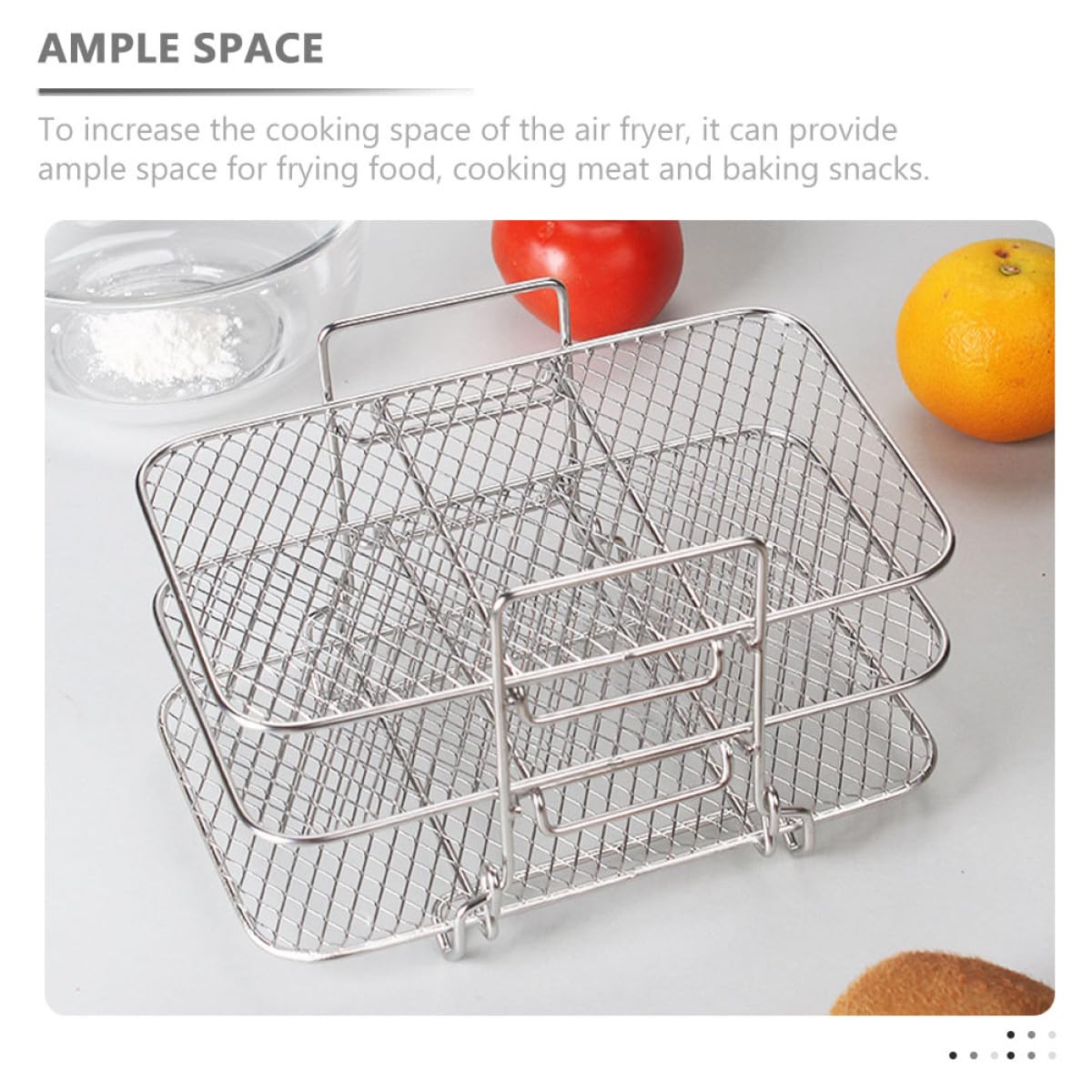 Rejilla para Freidora de Aire de 3 Capas, Acero Inoxidable 304, Soporte Multifuncional para Horno y Deshidratación, Apta para Cocina Saludable y Utensilios Freidora Aire