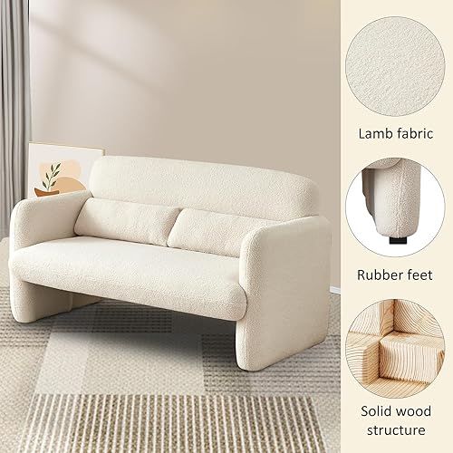 Miniatura 6 de VASOENY Sofá biplaza de 59.06 pulgadas, sofá de tela de cordero Sherpa de 2 plazas, cómodo asiento de dos plazas tapizado, moderno sofá de ocio con