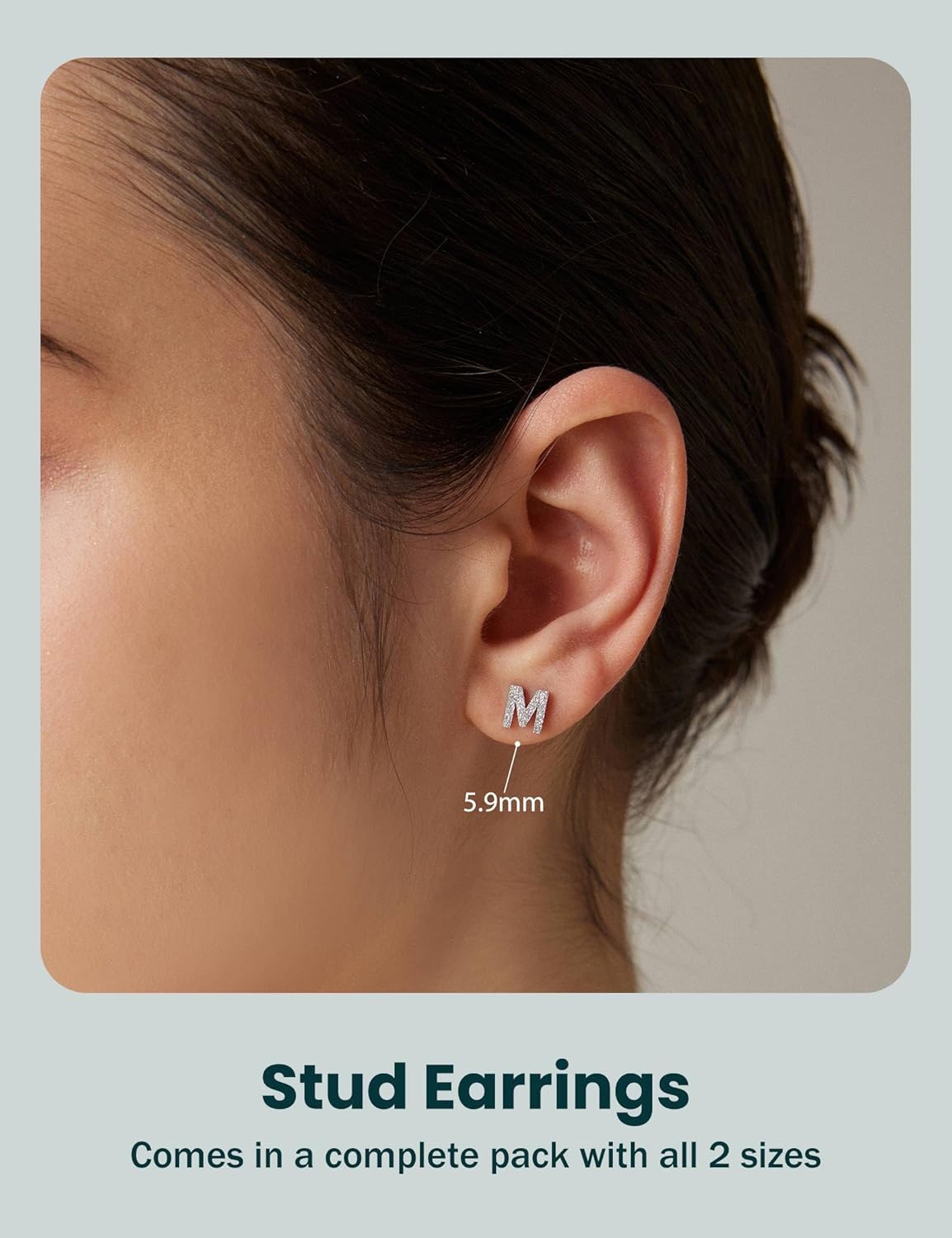 Stud Earrings for Women Set 2 Pairs 316L Hypoallergenic Gold Plated Initial Surgical Steel Earrings 26 Letter Equipped With Anti-Piercing Silicone Earring Backs - Image 2